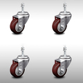 Service Caster 3 Inch SS Maroon Polyurethane Wheel Swivel 3/8 Inch Threaded Stem Caster Set SCC SCC-SSTS20S314-PPUB-MRN-381615-4